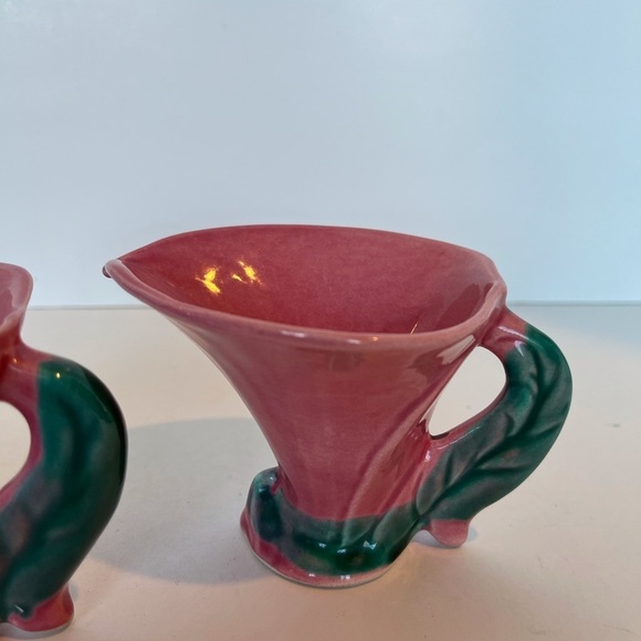 Whapeton Rosemead Pottery Lily Shaped Sugar Bowl and Creamer 1940s - Picture 9 of 12